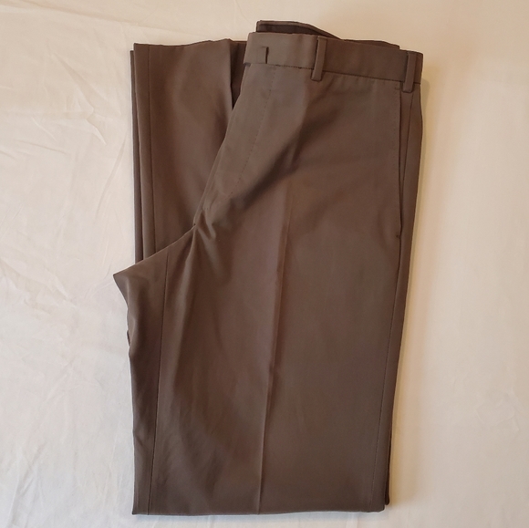Ermenegildo Zegna Other - Ermenegildo Zegna Flat Front Creased Trousers Size 34X34 100% Cotton Brown‎